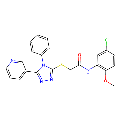 N-(5-chloro-2-methoxy-phenyl)-2-[(4-phenyl-5-pyridin-3-yl-1,2,4-triazol-3-yl)sulfanyl]acetamide structure