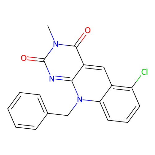 10-benzyl-6-chloro-3-methylpyrimido[4,5-b]quinoline-2,4(3H,10H)-dione structure