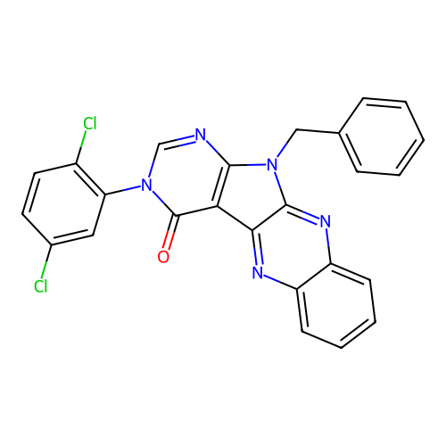 11-benzyl-3-(2,5-dichlorophenyl)-3H-pyrimido[5',4':4,5]pyrrolo[2,3-b]quinoxalin-4(11H)-one structure