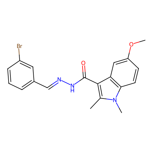 N'-(3-bromobenzylidene)-5-methoxy-1,2-dimethyl-1H-indole-3-carbohydrazide structure