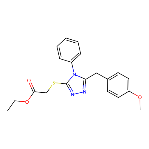 ethyl {[5-(4-methoxybenzyl)-4-phenyl-4H-1,2,4-triazol-3-yl]sulfanyl}acetate structure