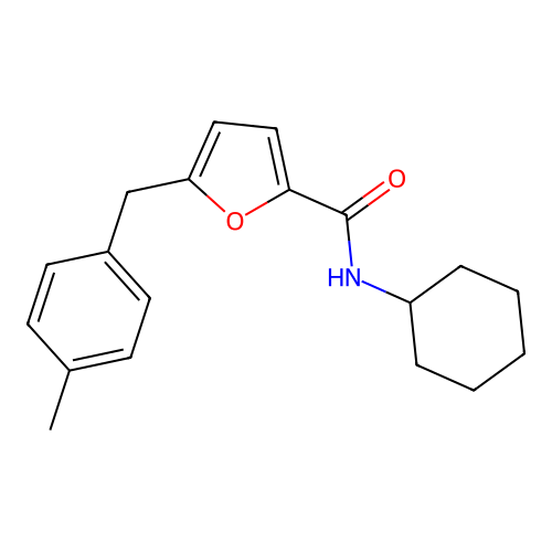N-cyclohexyl-5-(4-methylbenzyl)furan-2-carboxamide structure