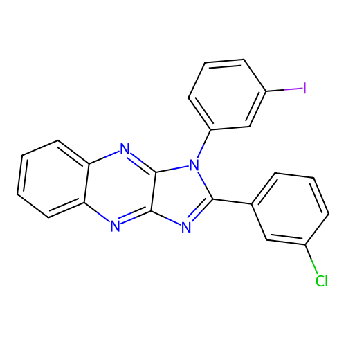 2-(3-chlorophenyl)-1-(3-iodophenyl)-1H-imidazo[4,5-b]quinoxaline structure