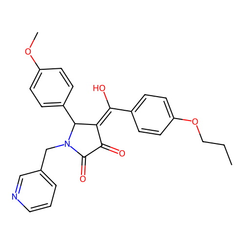 (4E)-4-[hydroxy-(4-propoxyphenyl)methylidene]-5-(4-methoxyphenyl)-1-(pyridin-3-ylmethyl)pyrrolidine-2,3-dione structure