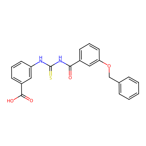 3-[({[3-(Benzyloxy)phenyl]carbonyl}carbamothioyl)amino]benzoic acid structure