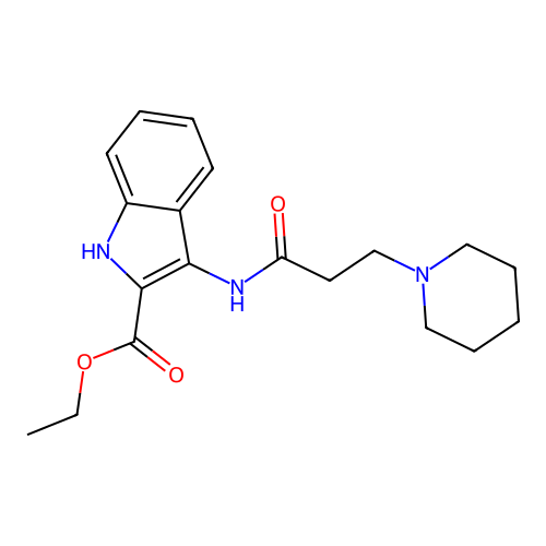 ethyl 3-{[3-(piperidin-1-yl)propanoyl]amino}-1H-indole-2-carboxylate structure