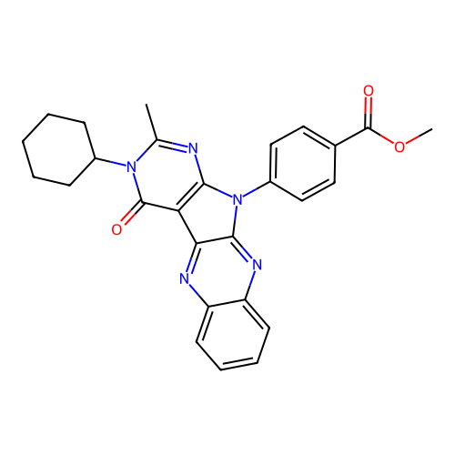 methyl 4-(3-cyclohexyl-2-methyl-4-oxo-3H-pyrimido[5',4':4,5]pyrrolo[2,3-b]quinoxalin-11(4H)-yl)benzoate structure