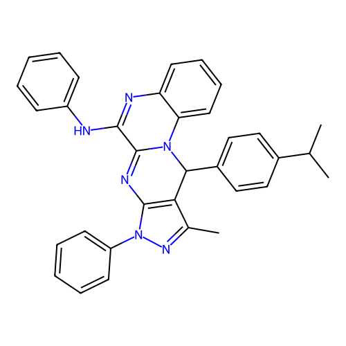 11-(4-isopropylphenyl)-10-methyl-N,8-diphenyl-8,11-dihydropyrazolo[3',4':4,5]pyrimido[1,2-a]quinoxalin-6-amine structure