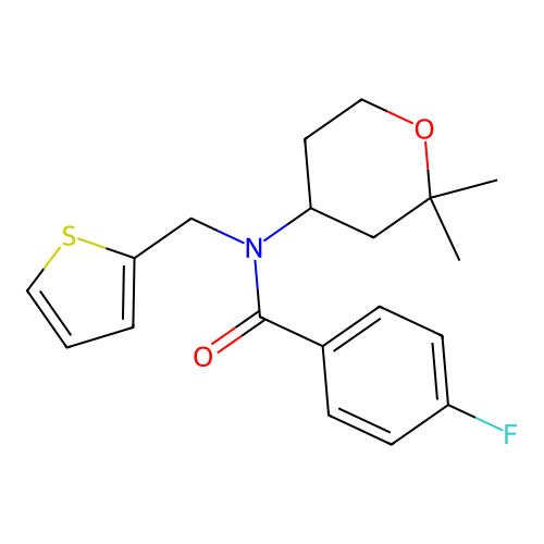 N-(2,2-Dimethyltetrahydro-2H-pyran-4-YL)-4-fluoro-N-(2-thienylmethyl)benzamide structure