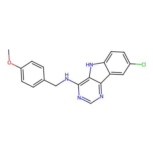 8-chloro-N-(4-methoxybenzyl)-5H-pyrimido[5,4-b]indol-4-amine structure