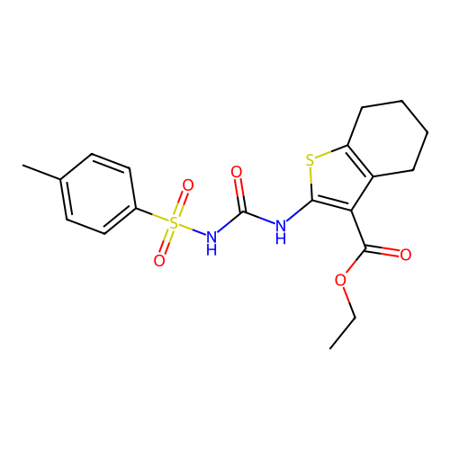 ethyl 2-(p-tolylsulfonylcarbamoylamino)-4,5,6,7-tetrahydrobenzothiophene-3-carboxylate structure