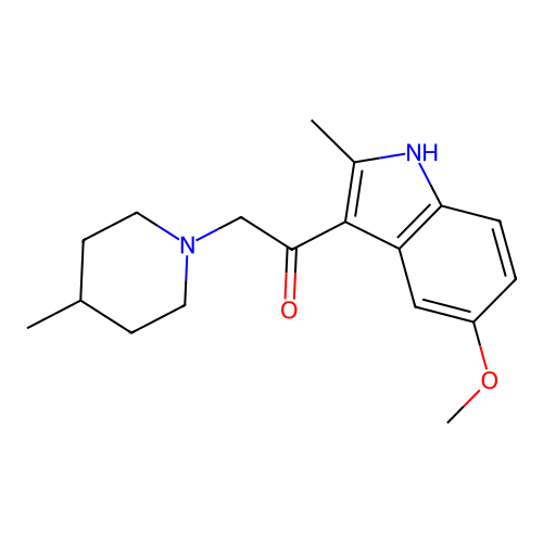 1-(5-methoxy-2-methyl-1H-indol-3-yl)-2-(4-methylpiperidin-1-yl)ethanone structure