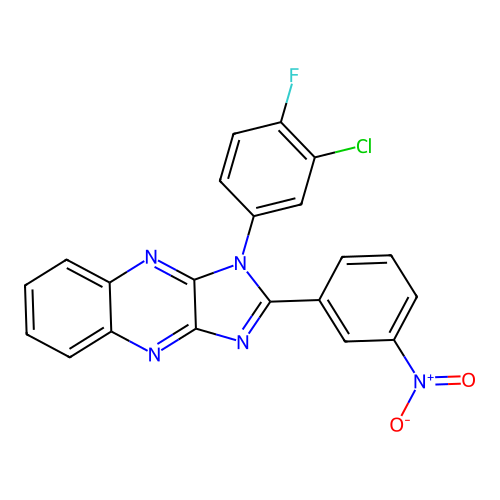 1-(3-chloro-4-fluorophenyl)-2-(3-nitrophenyl)-1H-imidazo[4,5-b]quinoxaline structure