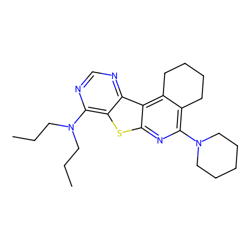 5-(piperidin-1-yl)-N,N-dipropyl-1,2,3,4-tetrahydropyrimido[4',5':4,5]thieno[2,3-c]isoquinolin-8-amine structure