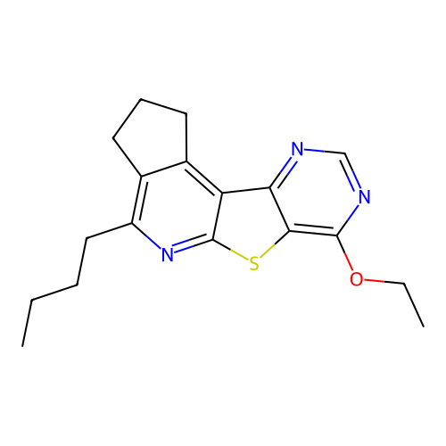 4-butyl-7-ethoxy-2,3-dihydro-1H-cyclopenta[4',5']pyrido[3',2':4,5]thieno[3,2-d]pyrimidine structure
