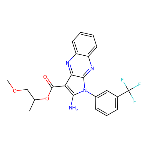 1-methoxypropan-2-yl 2-amino-1-(3-(trifluoromethyl)phenyl)-1H-pyrrolo[2,3-b]quinoxaline-3-carboxylate structure