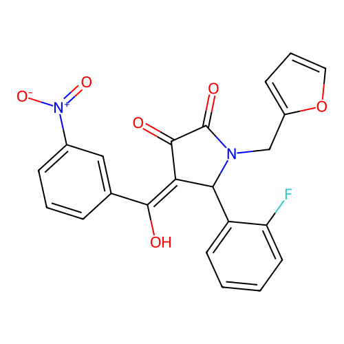 (4E)-5-(2-fluorophenyl)-1-(furan-2-ylmethyl)-4-[hydroxy(3-nitrophenyl)methylidene]pyrrolidine-2,3-dione structure