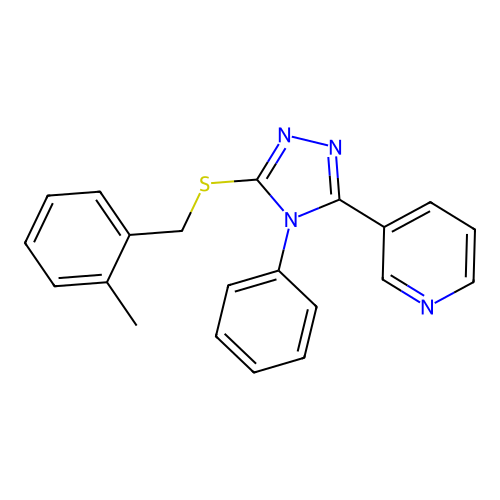 3-(5-{[(2-methylphenyl)methyl]sulfanyl}-4-phenyl-4H-1,2,4-triazol-3-yl)pyridine structure