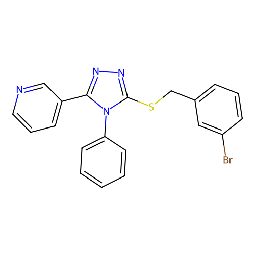 3-{5-[(3-bromobenzyl)sulfanyl]-4-phenyl-4H-1,2,4-triazol-3-yl}pyridine structure