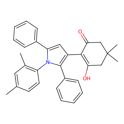 2-(1-(2,4-dimethylphenyl)-2,5-diphenyl-1H-pyrrol-3-yl)-3-hydroxy-5,5-dimethylcyclohex-2-enone structure