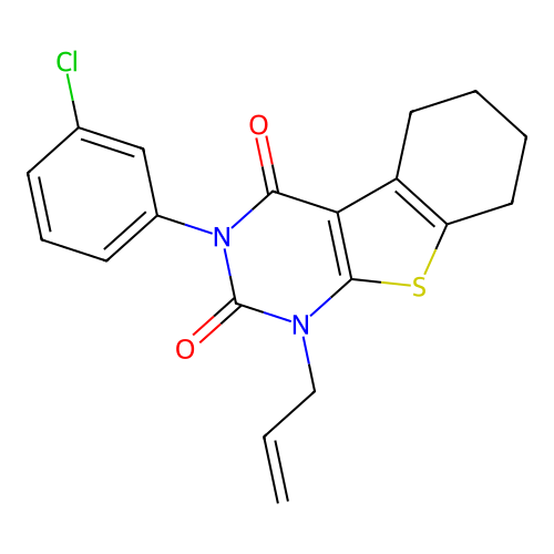 1-allyl-3-(3-chlorophenyl)-5,6,7,8-tetrahydrobenzo[4,5]thieno[2,3-d]pyrimidine-2,4(1H,3H)-dione structure