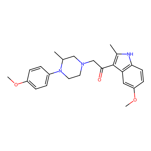 1-(5-methoxy-2-methyl-1H-indol-3-yl)-2-[4-(4-methoxyphenyl)-3-methylpiperazin-1-yl]ethanone structure