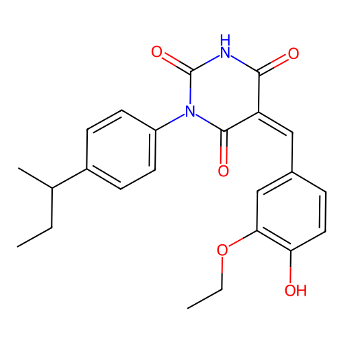 (5Z)-1-(4-butan-2-ylphenyl)-5-[(3-ethoxy-4-hydroxyphenyl)methylidene]-1,3-diazinane-2,4,6-trione structure