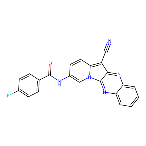 N-(12-cyanoindolizino[2,3-b]quinoxalin-3-yl)-4-fluorobenzamide structure