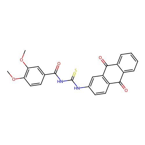 N-((9,10-dioxo-9,10-dihydroanthracen-2-yl)carbamothioyl)-3,4-dimethoxybenzamide structure