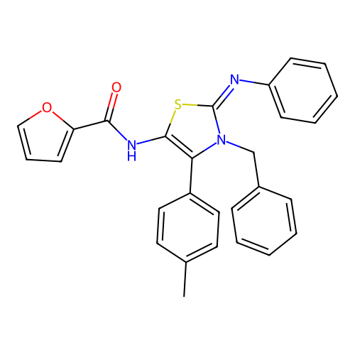 (Z)-N-(3-benzyl-2-(phenylimino)-4-(p-tolyl)-2,3-dihydrothiazol-5-yl)furan-2-carboxamide structure