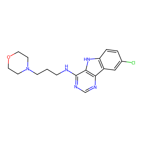 8-chloro-N-(3-morpholinopropyl)-5H-pyrimido[5,4-b]indol-4-amine structure