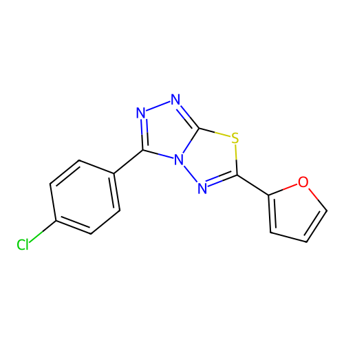 3-(4-Chlorophenyl)-6-(furan-2-yl)-[1,2,4]triazolo[3,4-b][1,3,4]thiadiazole structure