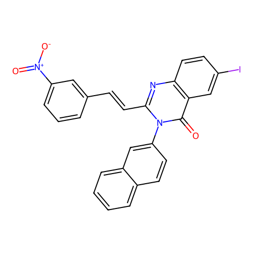 (E)-6-iodo-3-(naphthalen-2-yl)-2-(3-nitrostyryl)quinazolin-4(3H)-one structure