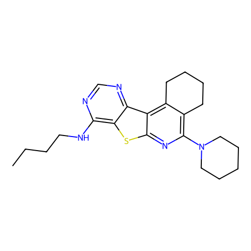 N-butyl-5-(piperidin-1-yl)-1,2,3,4-tetrahydropyrimido[4',5':4,5]thieno[2,3-c]isoquinolin-8-amine structure