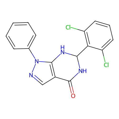 6-(2,6-Dichlorophenyl)-1-phenyl-5,6,7-trihydropyrazolo[5,4-d]pyrimidin-4-one structure