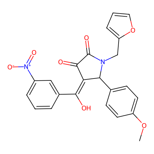 (4E)-1-(furan-2-ylmethyl)-4-[hydroxy(3-nitrophenyl)methylidene]-5-(4-methoxyphenyl)pyrrolidine-2,3-dione structure