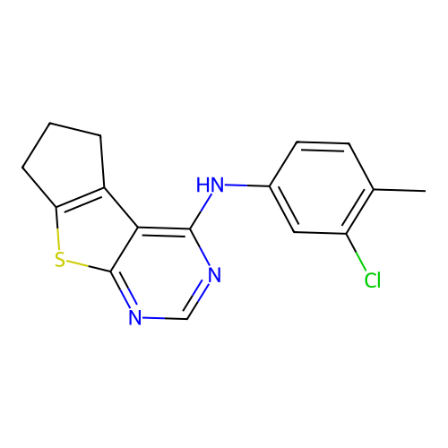 N-(3-chloro-4-methylphenyl)-6,7-dihydro-5H-cyclopenta[4,5]thieno[2,3-d]pyrimidin-4-amine structure