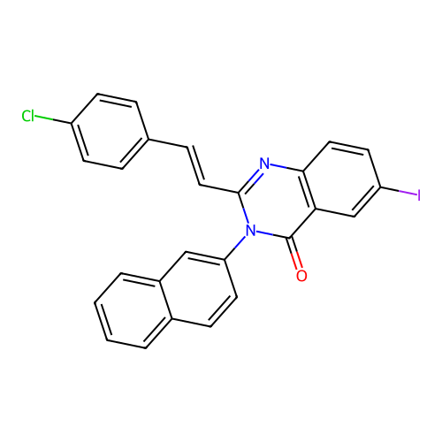(E)-2-(4-chlorostyryl)-6-iodo-3-(naphthalen-2-yl)quinazolin-4(3H)-one structure