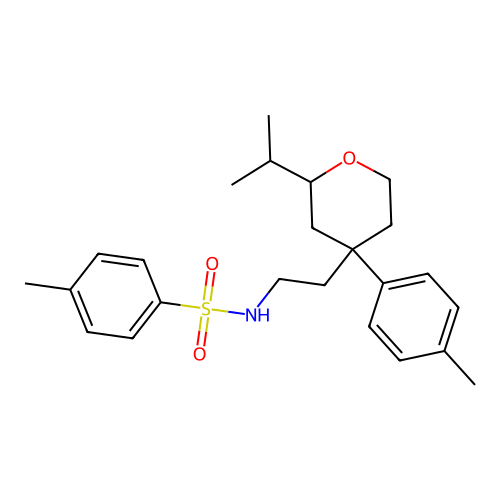 4-methyl-N-[2-[4-(4-methylphenyl)-2-propan-2-yloxan-4-yl]ethyl]benzenesulfonamide structure
