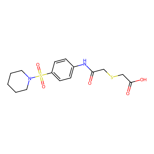 [(2-Oxo-2-{[4-(piperidin-1-ylsulfonyl)phenyl]amino}ethyl)sulfanyl]acetic acid structure