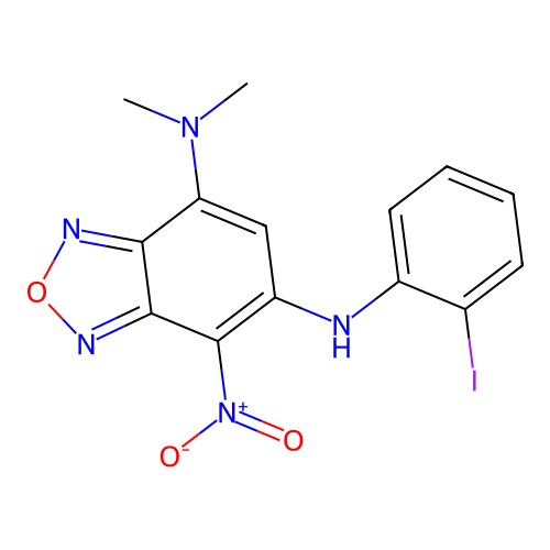 N~6~-(2-iodophenyl)-N~4~,N~4~-dimethyl-7-nitro-2,1,3-benzoxadiazole-4,6-diamine structure