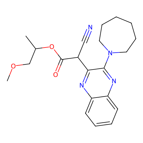 1-Methoxypropan-2-yl [3-(azepan-1-yl)quinoxalin-2-yl](cyano)acetate structure