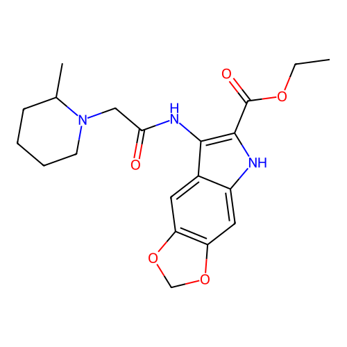 ethyl 7-(2-(2-methylpiperidin-1-yl)acetamido)-5H-[1,3]dioxolo[4,5-f]indole-6-carboxylate structure