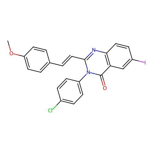 (E)-3-(4-chlorophenyl)-6-iodo-2-(4-methoxystyryl)quinazolin-4(3H)-one structure