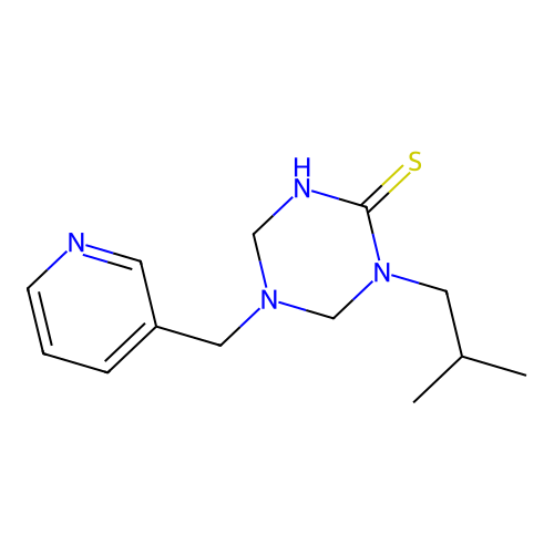 1-(2-Methylpropyl)-5-(pyridin-3-ylmethyl)-1,3,5-triazinane-2-thione structure