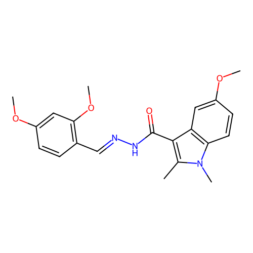 N'-(2,4-dimethoxybenzylidene)-5-methoxy-1,2-dimethyl-1H-indole-3-carbohydrazide structure