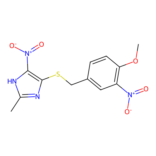4-[(4-methoxy-3-nitrophenyl)methylsulfanyl]-2-methyl-5-nitro-1H-imidazole structure