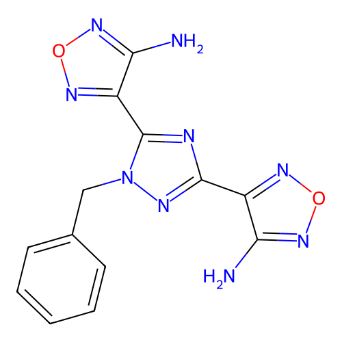 4,4'-(1-benzyl-1H-1,2,4-triazole-3,5-diyl)bis(1,2,5-oxadiazol-3-amine) structure