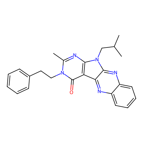 11-isobutyl-2-methyl-3-phenethyl-3H-pyrimido[5',4':4,5]pyrrolo[2,3-b]quinoxalin-4(11H)-one structure