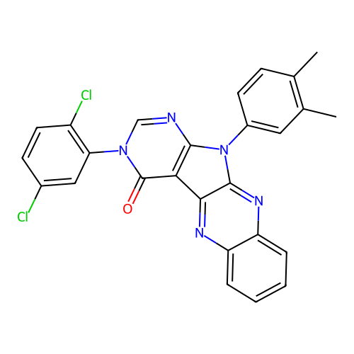 3-(2,5-dichlorophenyl)-11-(3,4-dimethylphenyl)-3H-pyrimido[5',4':4,5]pyrrolo[2,3-b]quinoxalin-4(11H)-one structure